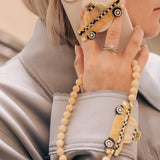 Hand-painted Taxi Gemstone Bracelet Phone Chain