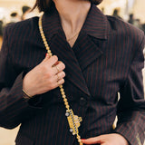 Hand-painted Taxi Gemstone Crossbody Phone Chain
