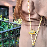 Hand-painted Taxi Gemstone Crossbody Phone Chain