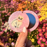 Hand-painted Kawaii Cat Compact Mirror | Eco-Friendly