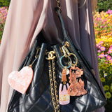 Hand-Painted Coquette Puppy Bag Charm + Keychain | Eco-Friendly