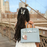 Hand-Painted Coquette Puppy Bag Charm + Keychain | Eco-Friendly