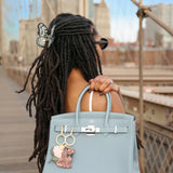 Hand-Painted Coquette Puppy Bag Charm + Keychain | Eco-Friendly