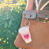 Hand-Painted Cafe Coffee Cup Bag Charm + Keychain | Eco-Friendly