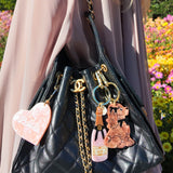Hand-Painted Rosé Bag Charm + Keychain | Eco-Friendly