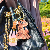 Hand-Painted Rosé Bag Charm + Keychain | Eco-Friendly