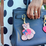 Hand-Painted Love Teddy Bag Charm + Keychain | Eco-Friendly