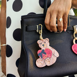 Hand-Painted Love Teddy Bag Charm + Keychain | Eco-Friendly
