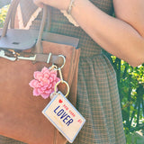 Hand-Painted Lover License Plate Bag Charm + Keychain | Eco-Friendly