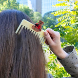 Hand-Painted Love Teddy Detangling Wide Tooth Hair Comb | Eco-Friendly