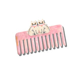 Hand-Painted Kawaii Cat Detangling Wide Tooth Hair Comb | Eco-Friendly
