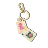 Hand-painted Flower Mahjong Bag Charm + Keychain | Eco-Friendly