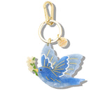 Hand-painted Bluebird Bag Charm + Keychain | Eco-Friendly