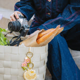 Hand-painted Wild Roses Bag Charm + Keychain