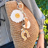 Hand-painted French Hen Bag Charm + Keychain | Eco-Friendly