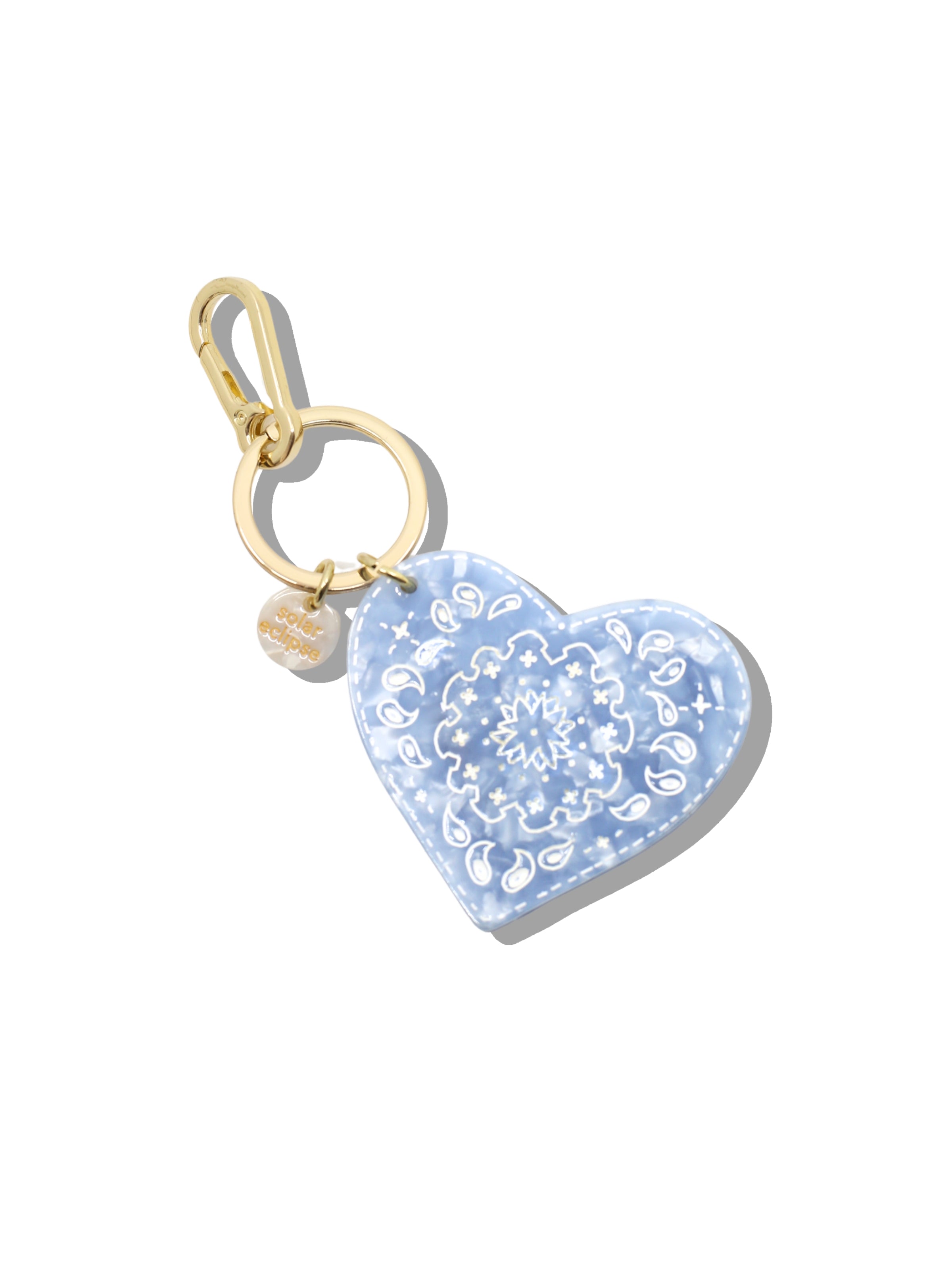 Hand-painted Paisley Heart Bag Charm + Keychain | Eco-Friendly