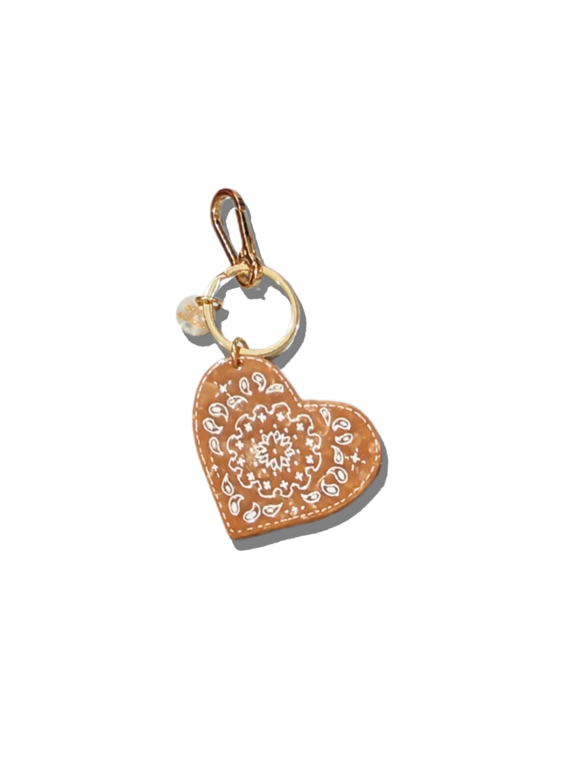 Hand-painted Paisley Heart Bag Charm + Keychain | Eco-Friendly