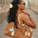 Hand-painted Vintage Daisy Stem Bag Charm + Keychain | Eco-Friendly