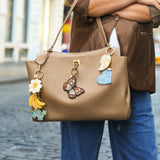 Hand-painted Vintage Daisy Bag Charm + Keychain | Eco-Friendly