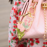 Hand-painted Vintage Tulips Bag Charm + Keychain