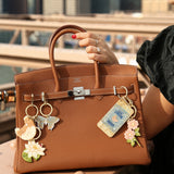 Hand-painted Lotus Bag Charm + Keychain | Eco-Friendly