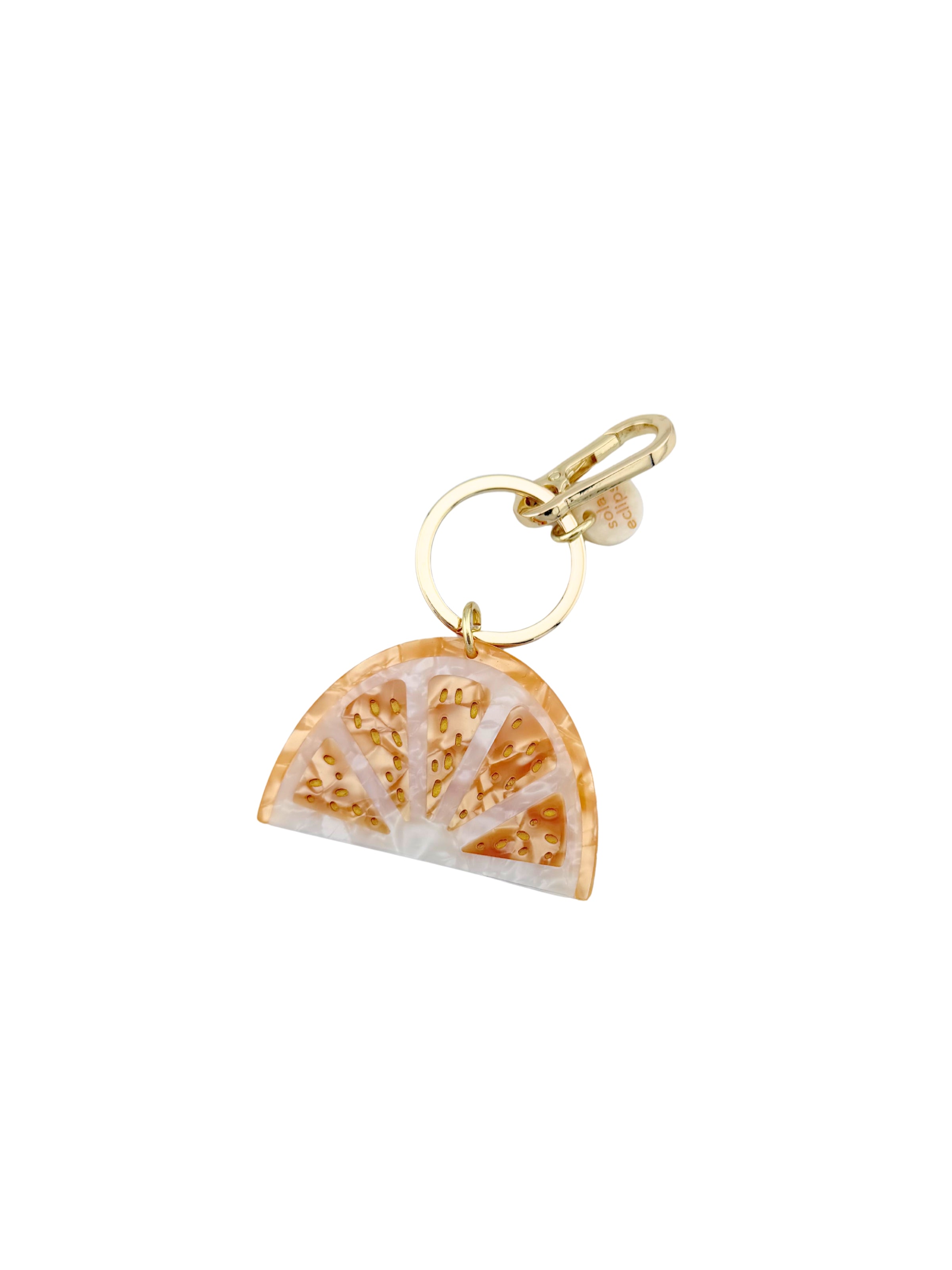 Hand-painted Citrus Slice Bag Charm + Keychain | Eco-Friendly