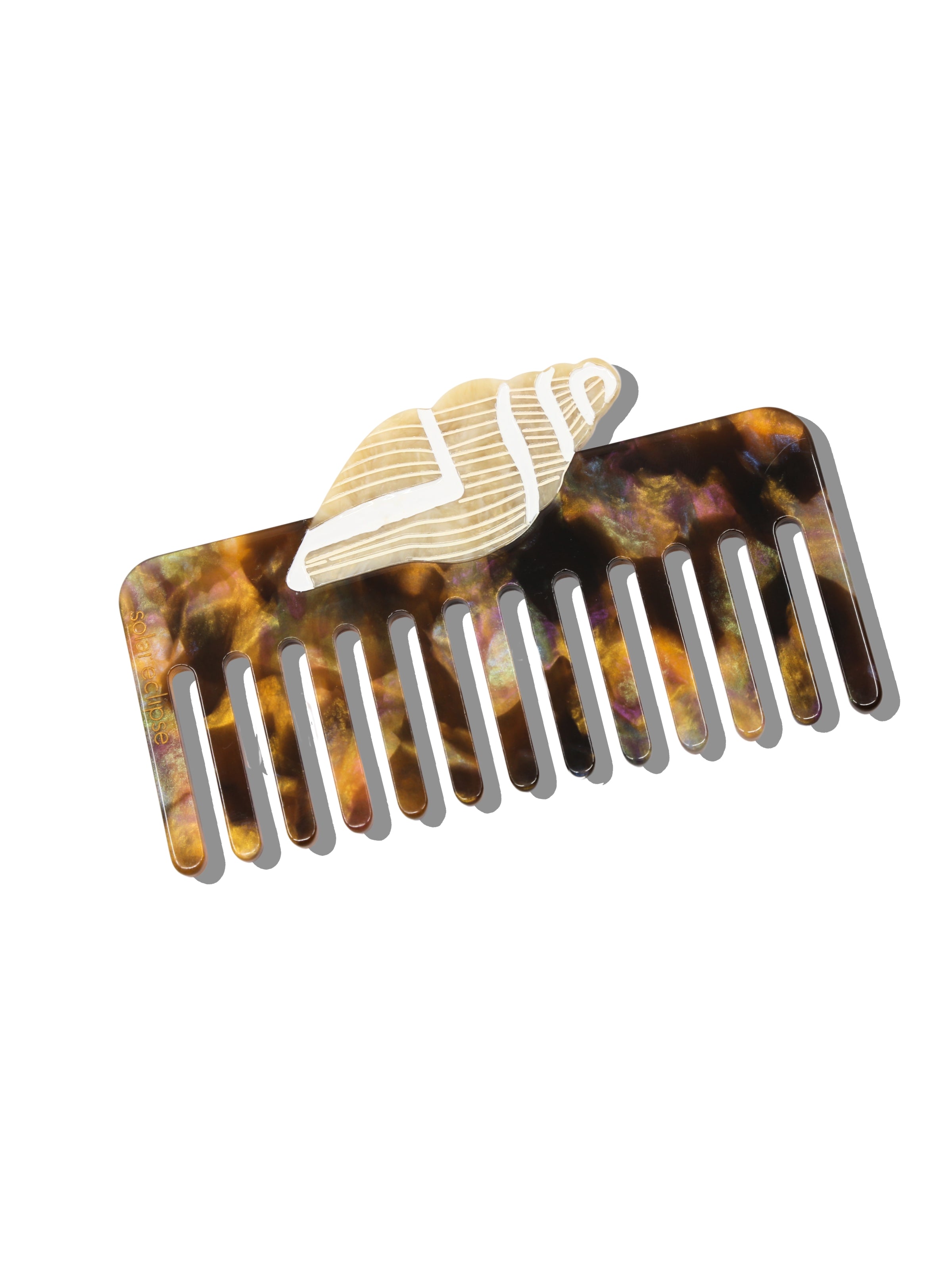 Conch Comb Hand-painted Conus Conch Detangling Wide Tooth Hair Comb | Eco-Friendl ...