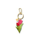 Hand-painted Vintage Tulips Bag Charm + Keychain