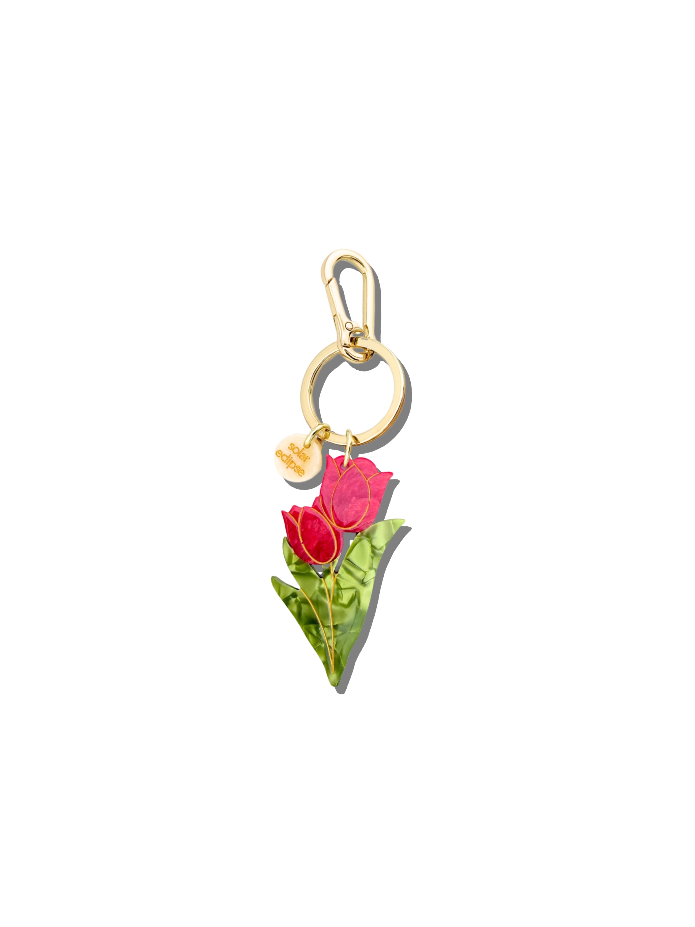 Hand-painted Vintage Tulips Bag Charm + Keychain