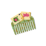 Hand-painted Flower Mahjong Pocket Comb | Eco-Friendly