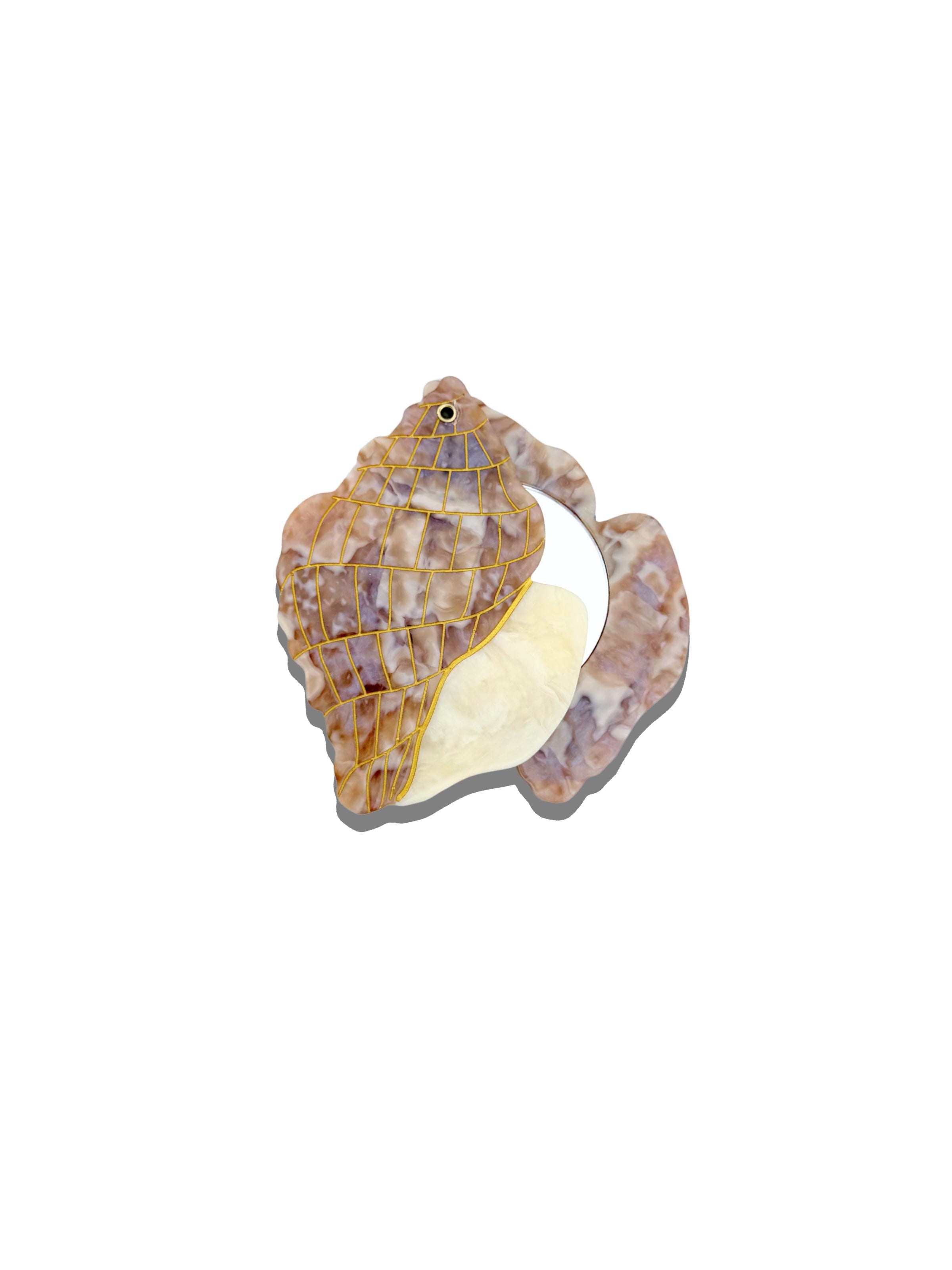 Hand-painted Tulip Conch Shell Compact Mirror | Eco-Friendly