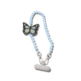 Hand-painted Monarch Butterfly Gemstone Bracelet Phone Chain