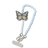 Hand-painted Monarch Butterfly Gemstone Bracelet Phone Chain