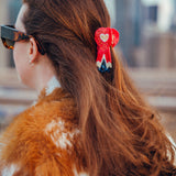 Hand-Painted Vintage Ribbon Claw Clip | Eco-Friendly