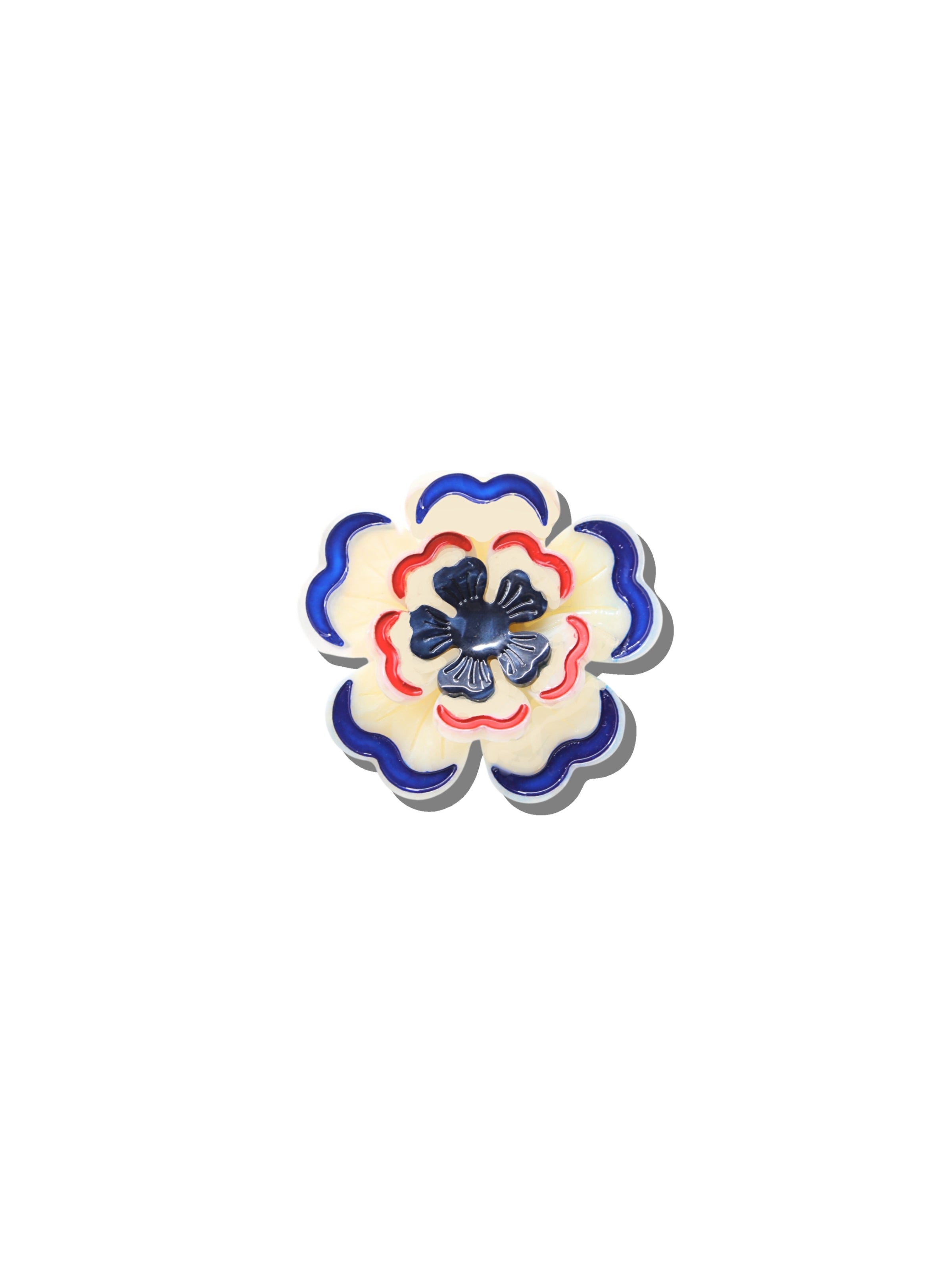 Hand-painted Americana Flower Brooch Pin