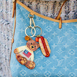 Hand-painted America Hotdog Bag Charm + Keychain | Eco-Friendly