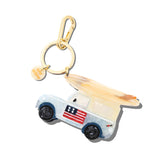 Hand-painted Americana Surf Car Bag Charm + Keychain | Eco-Friendly