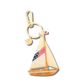 Hand-painted Americana Sailboat Bag Charm + Keychain | Eco-Friendly