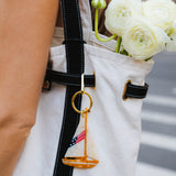 Hand-painted Americana Sailboat Bag Charm + Keychain | Eco-Friendly