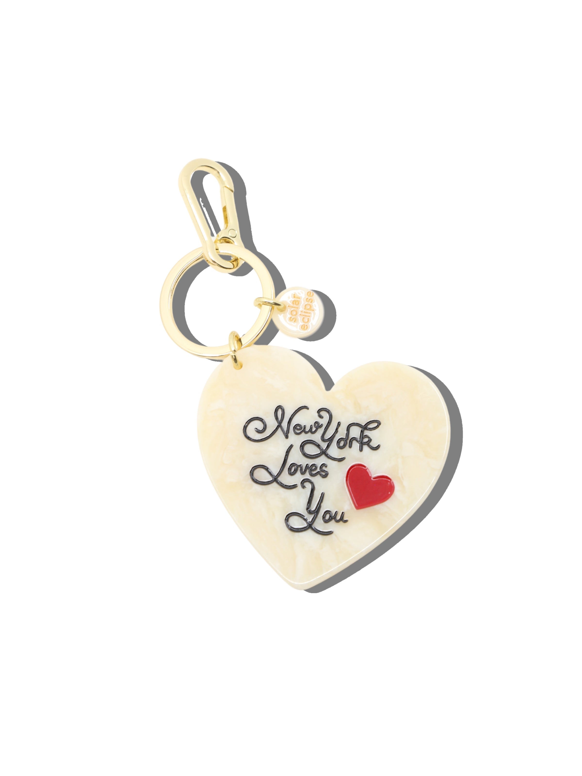 Hand-painted New York Loves You Heart Bag Charm + Keychain | Eco-Friendly