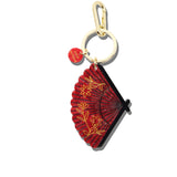 Hand-painted Vintage Fan Bag Charm + Keychain | Eco-Friendly