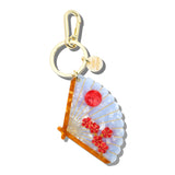 Hand-painted Japanese Fan Bag Charm + Keychain | Eco-Friendly