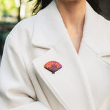 Hand-painted Vintage Fan Brooch Pin