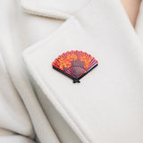 Hand-painted Vintage Fan Brooch Pin