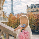 Hand-painted Cool Blue Sakura Blossom Brush | Eco-Friendly