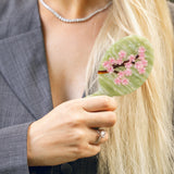 Hand-painted Green Sakura Blossom Brush | Eco-Friendly