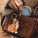 Hand-painted Vintage Kitten Bag Charm + Keychain | Eco-Friendly