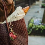 Hand-painted Japanese Plum  Bag Charm + Keychain | Eco-Friendly
