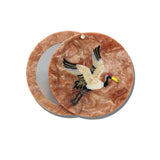 Hand-painted Vintage Crane Compact Mirror | Eco-Friendly