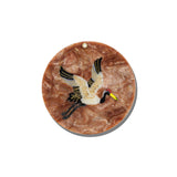 Hand-painted Vintage Crane Compact Mirror | Eco-Friendly